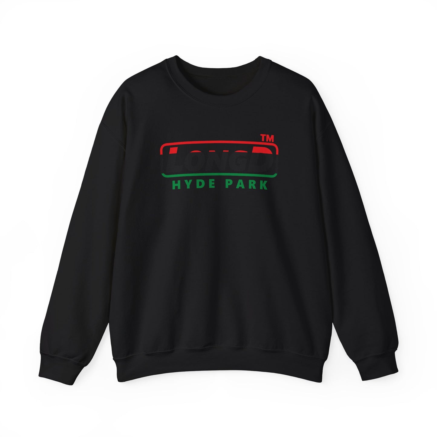LongD positive horizontal 3-striped Hyde Park logo crewneck sweatshirt (Juneteenth colors)