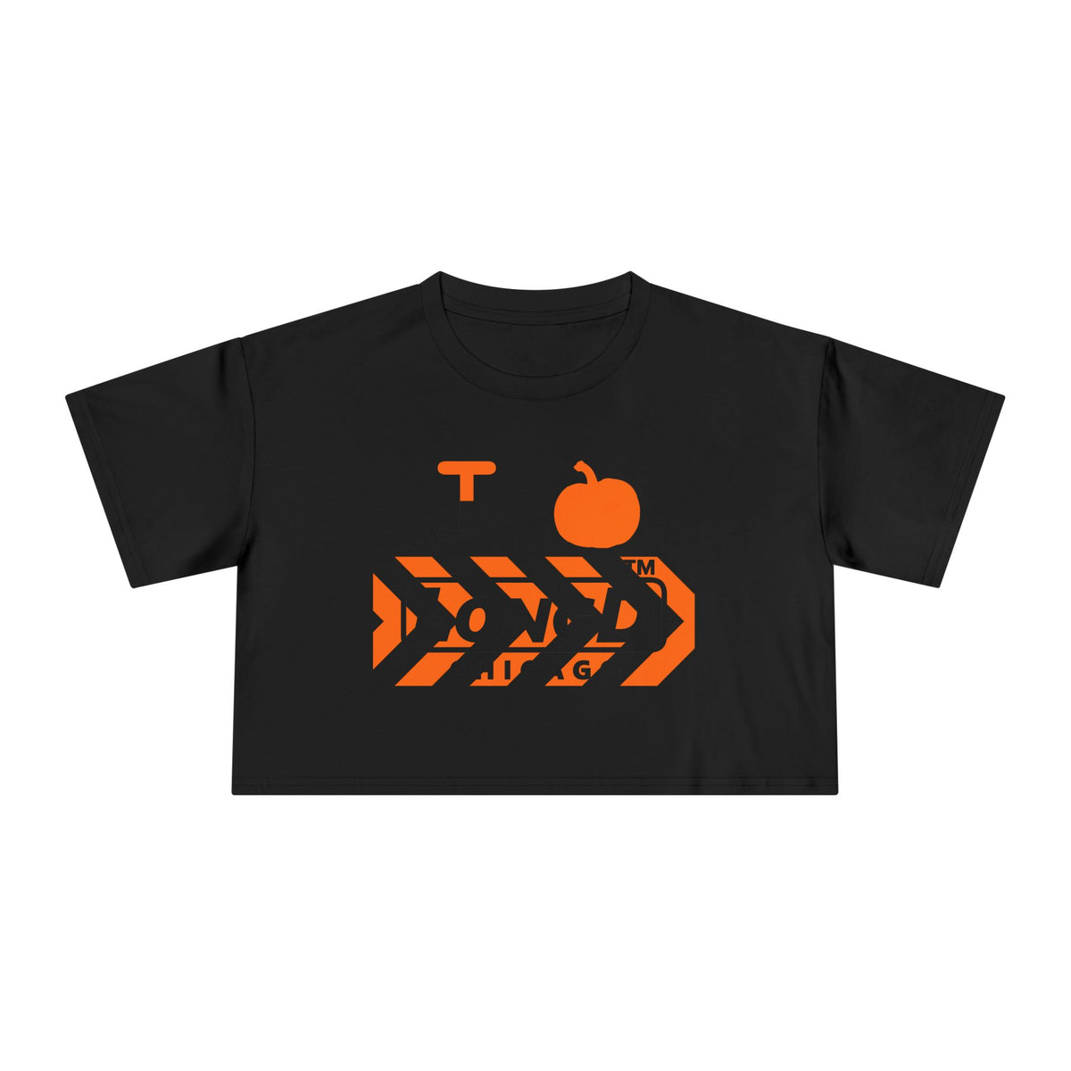 I pumpkin LongD Chicago negative forward chevron logo crop tee