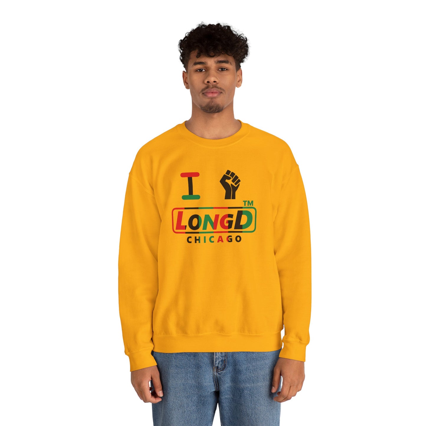 I fist LongD positive vertical 6-striped Chicago logo crewneck sweatshirt