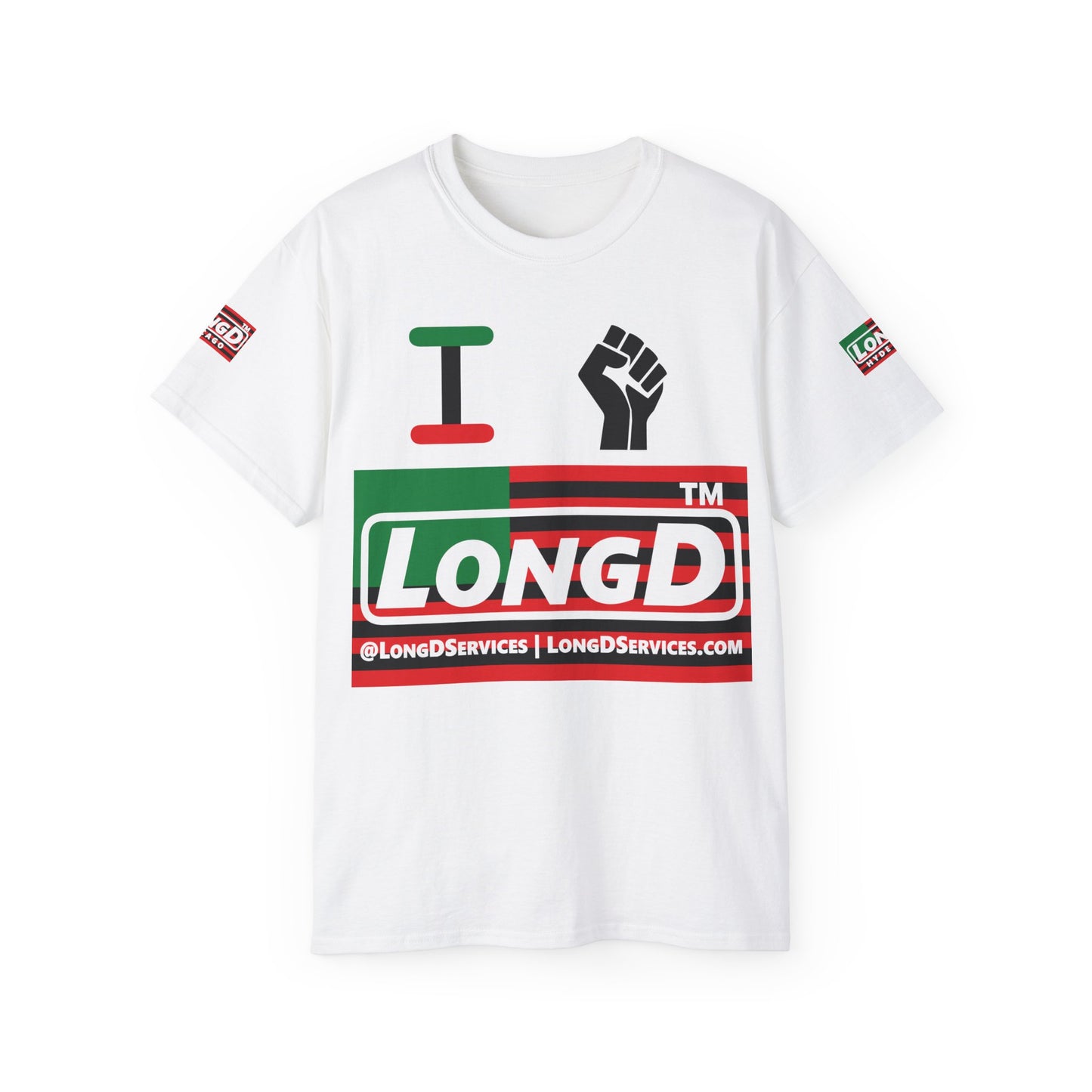 I fist LongD negative flag tag-domain logo 4-print cotton tee