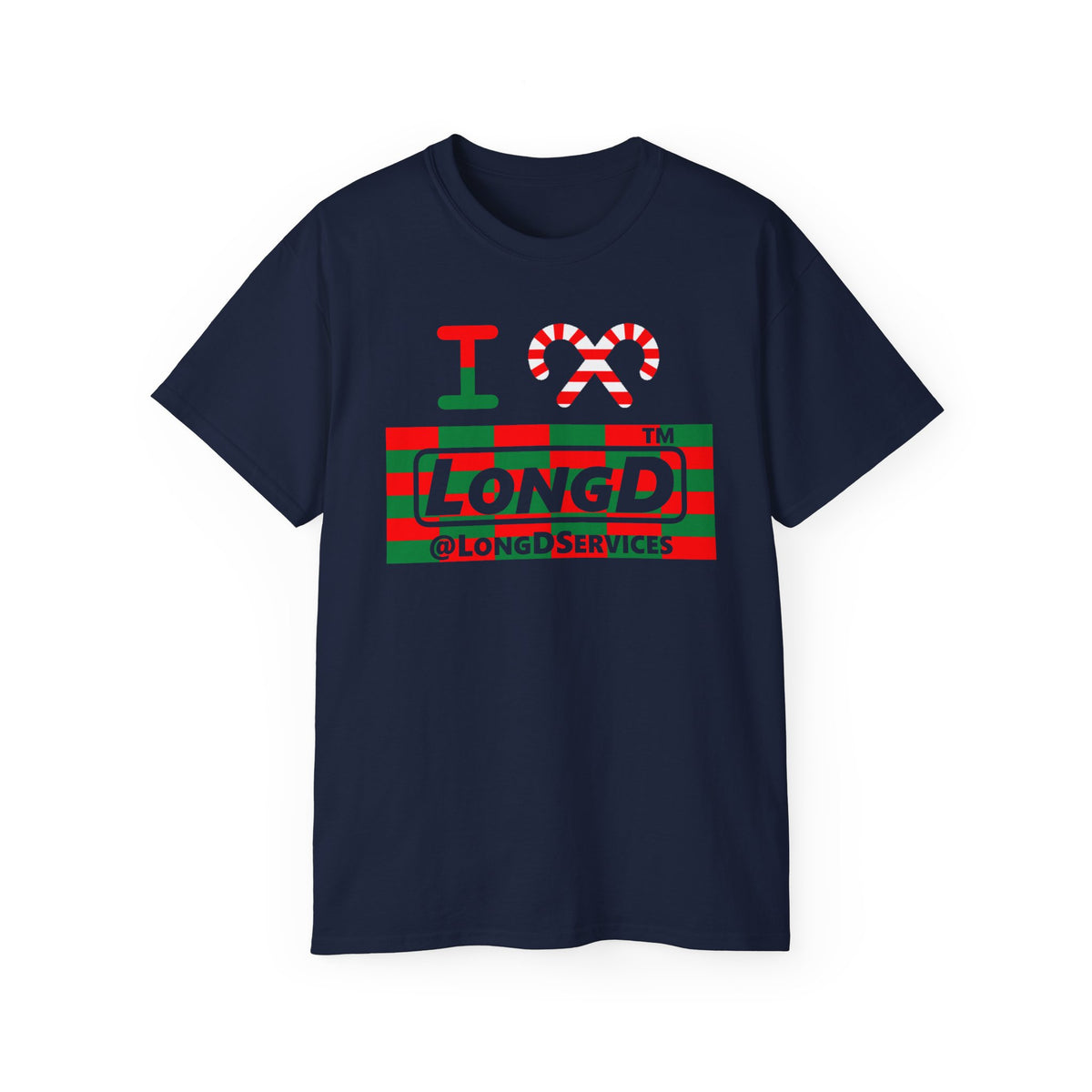 I candy cane LongD Tag negative tiled logo cotton tee