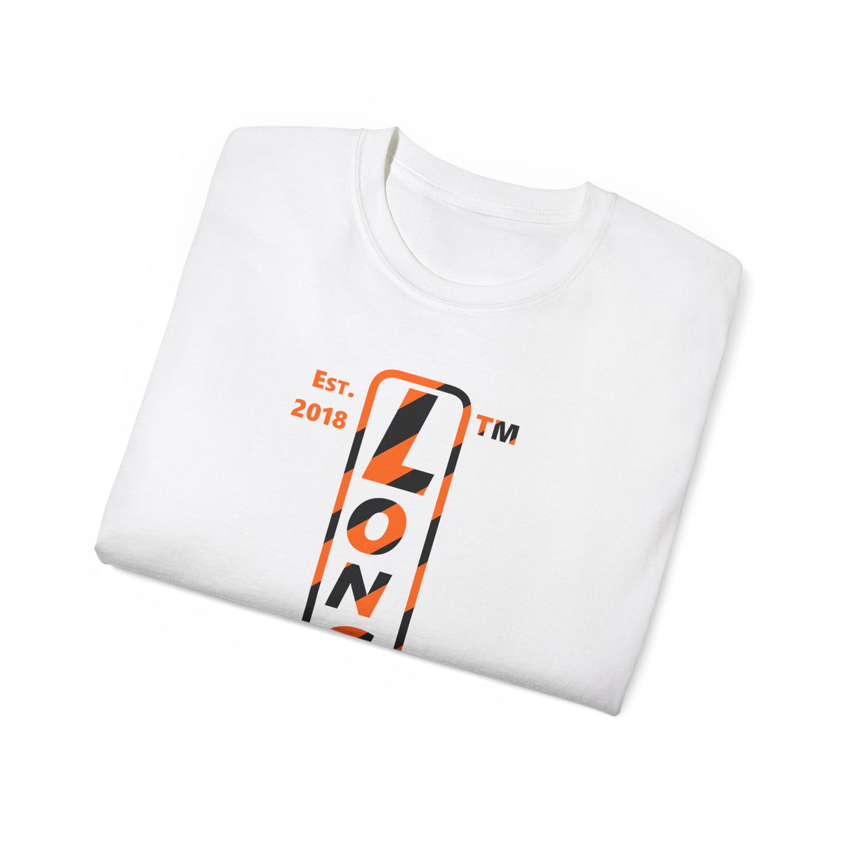 LongD Chicago positive upright pixel-weighted 12-striped 4-print logo (Halloween colors) cotton tee
