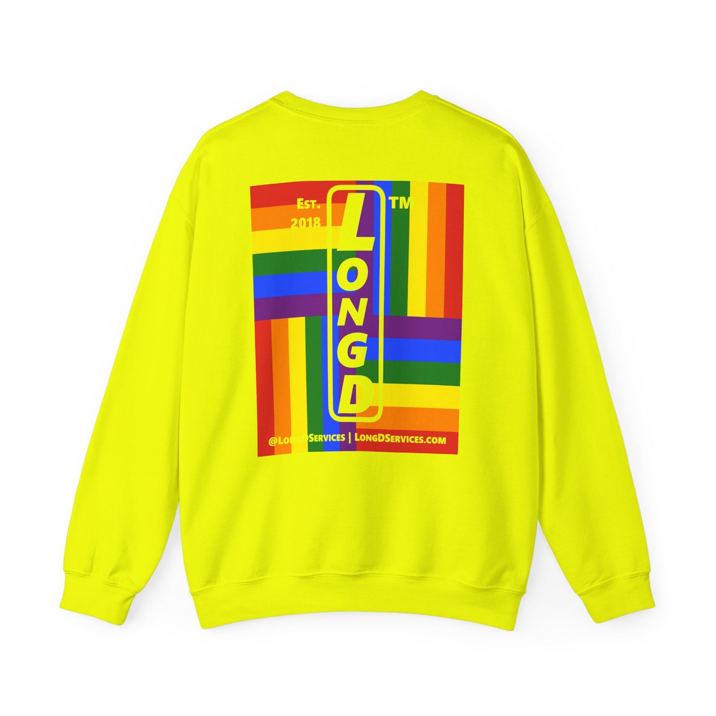 I Luv LongD negative windmill tag-domain upright front-back logo crewneck sweatshirt