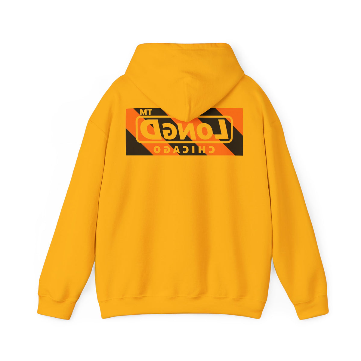 LongD Chicago negative diagonal 6-striped front-back logo (Halloween colors) hoodie