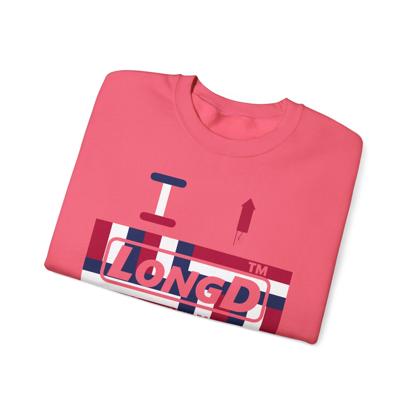 I firecracker LongD negative modified windmill tag-domain logo crewneck sweatshirt