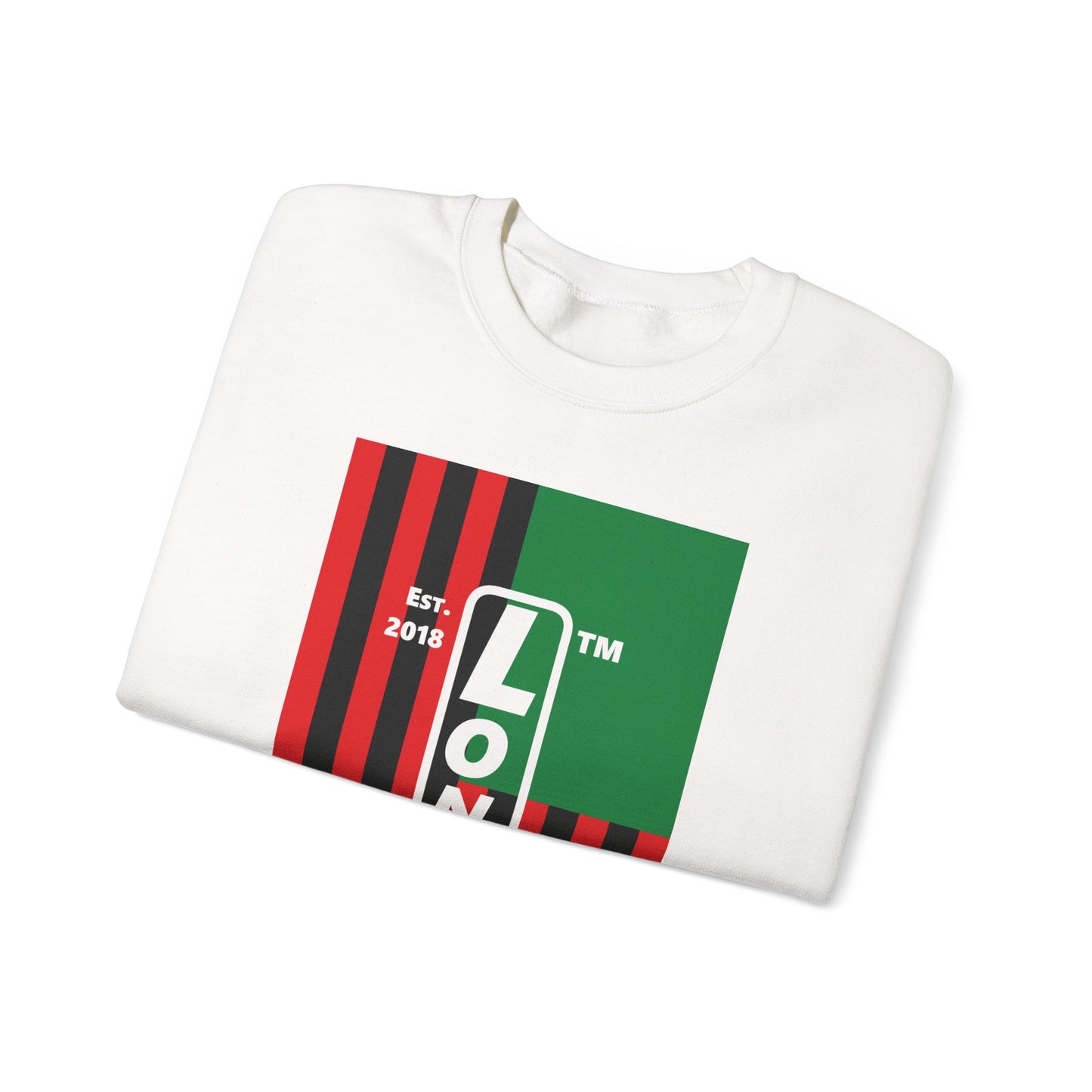 LongD negative cropped flag Hyde Park upright logo crewneck sweatshirt (Juneteenth colors)
