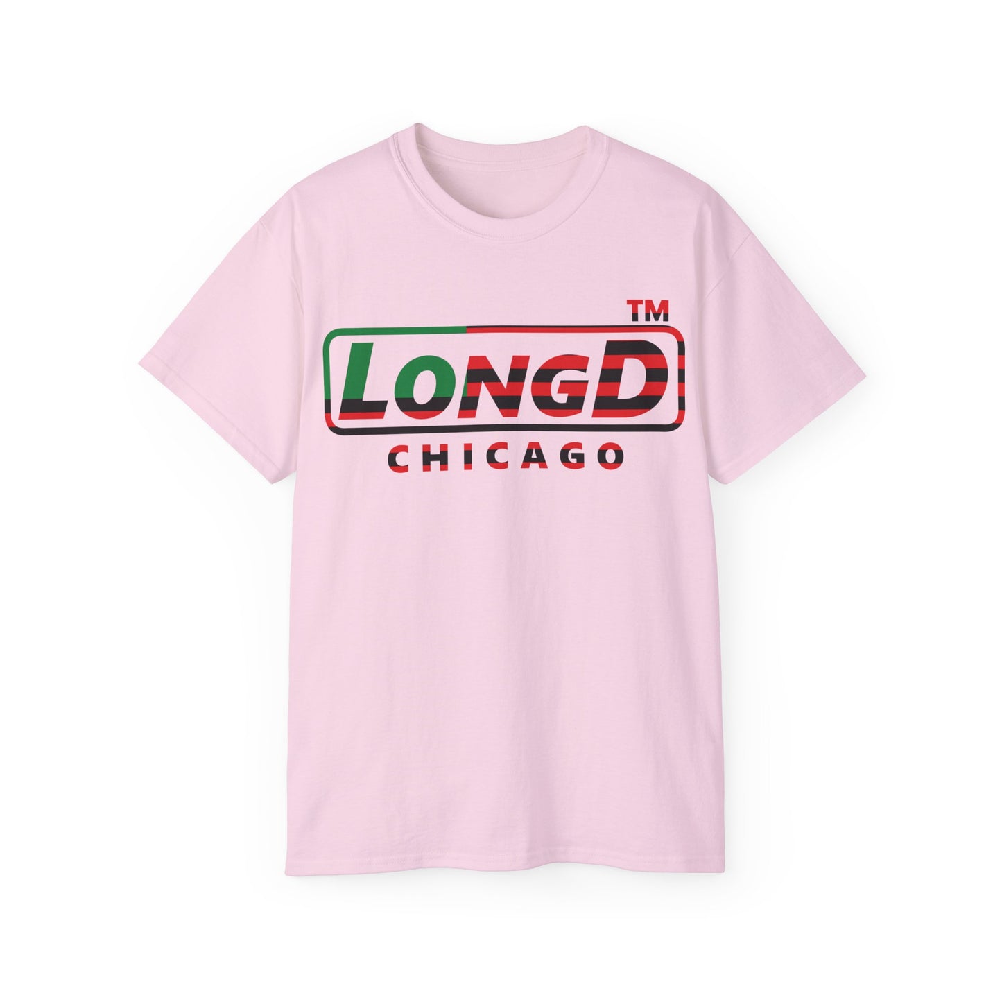 LongD positive flag Chicago logo cotton tee (Juneteenth colors)