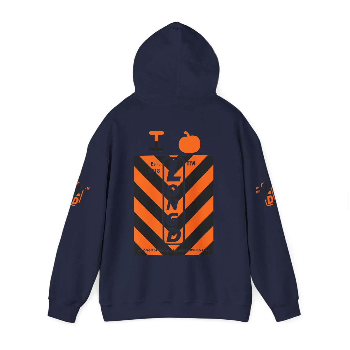 I pumpkin LongD Tag-domain negative upright downward chevron 4-print logo hoodie