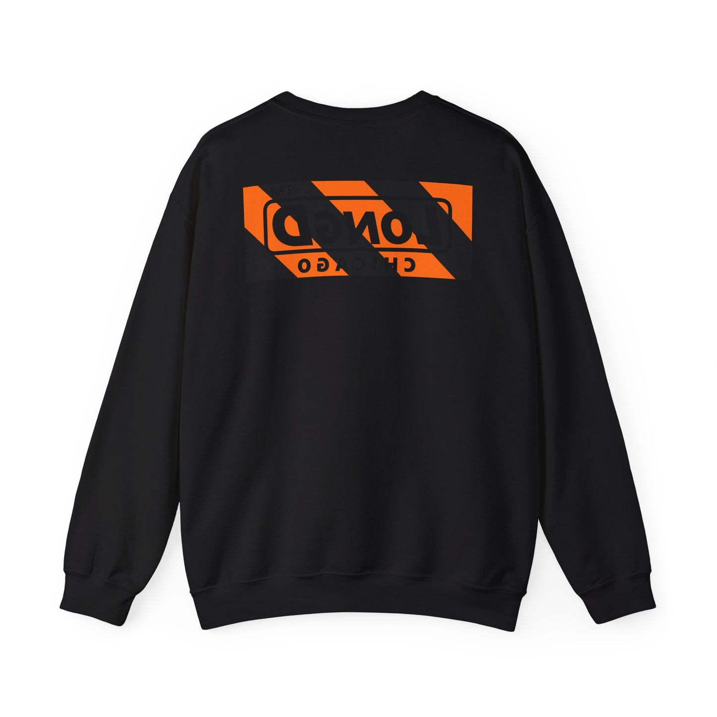 LongD Chicago negative diagonal 6-striped front-back logo (Halloween colors) crewneck sweatshirt