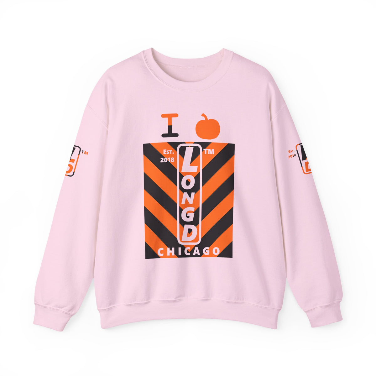 I pumpkin LongD Chicago negative upright downward chevron 4-print logo crewneck sweatshirt
