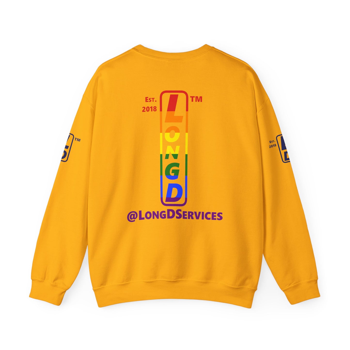 I Luv LongD positive horizontal 6-striped tag upright 4-print single-breasted logo crewneck sweatshirt