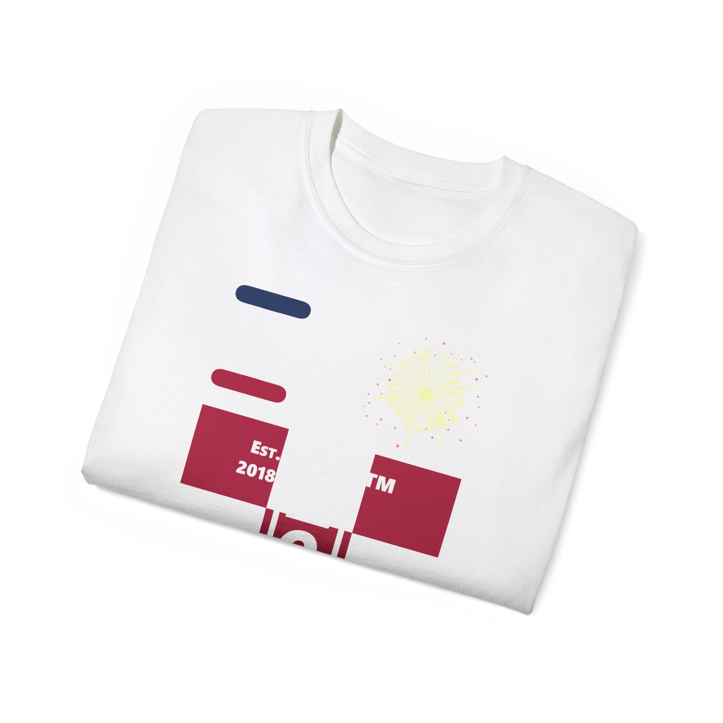 I Burst LongD cotton tee negative 4x3 Chicago upright logo (Patriotic colors)