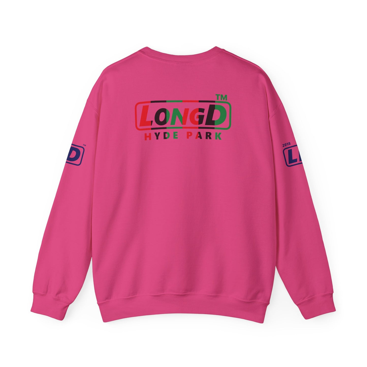 I fist LongD positive vertical 6-striped 4-print Hyde Park logo crewneck sweatshirt