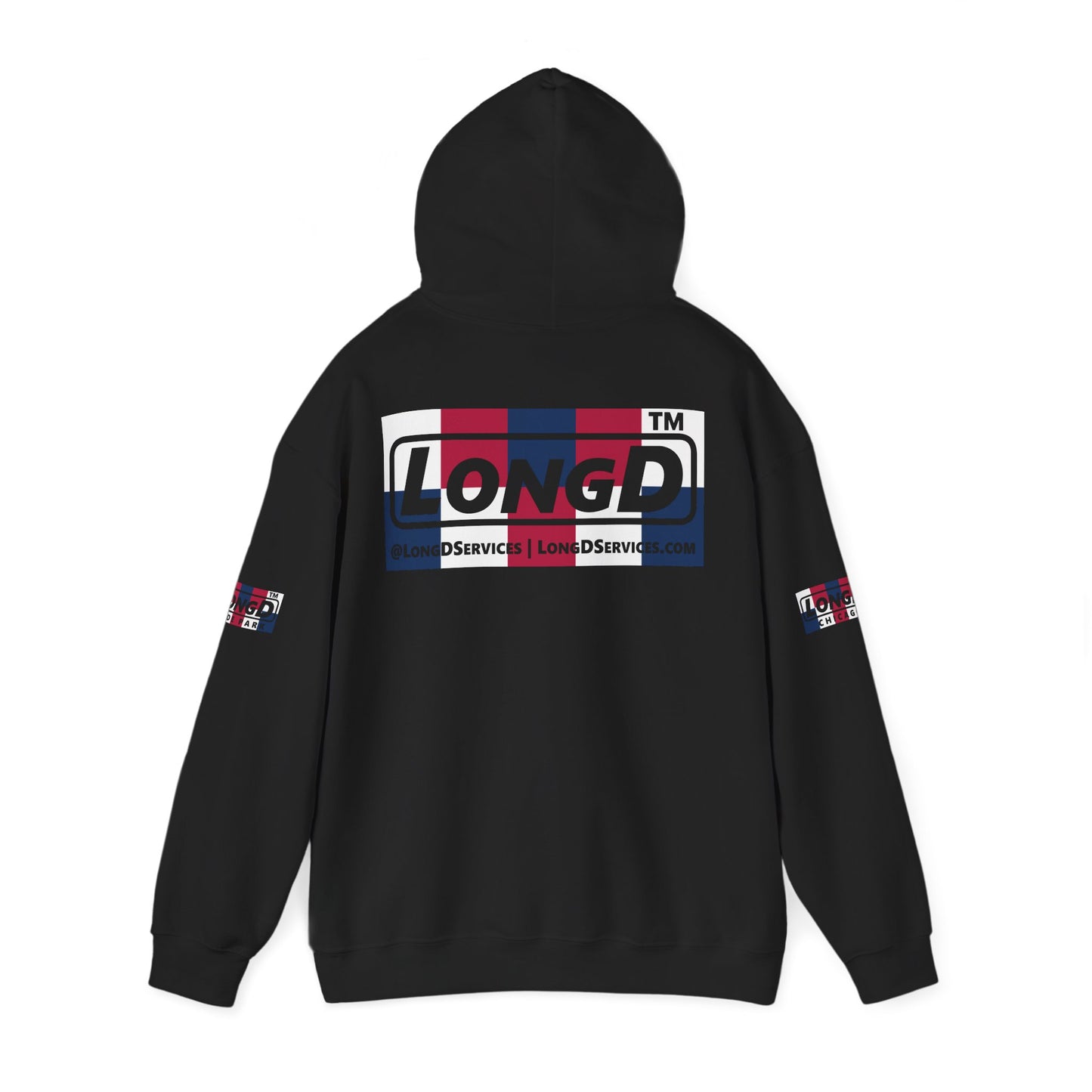 I firecracker LongD® negative 2x5 4-print double breasted tag logo hoodie