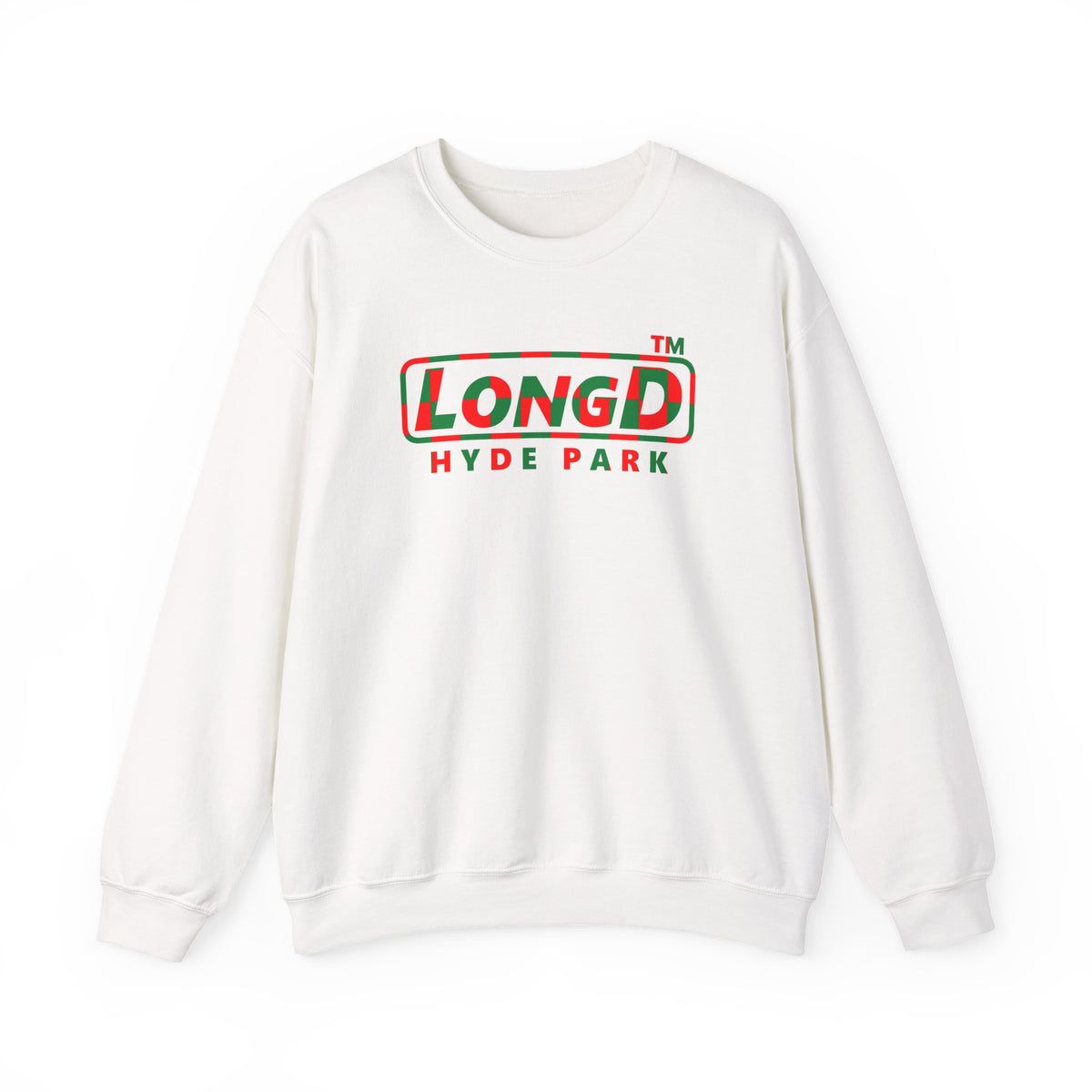 LongD Hyde Park positive checkered logo (Xmas colors) crewneck sweatshirt