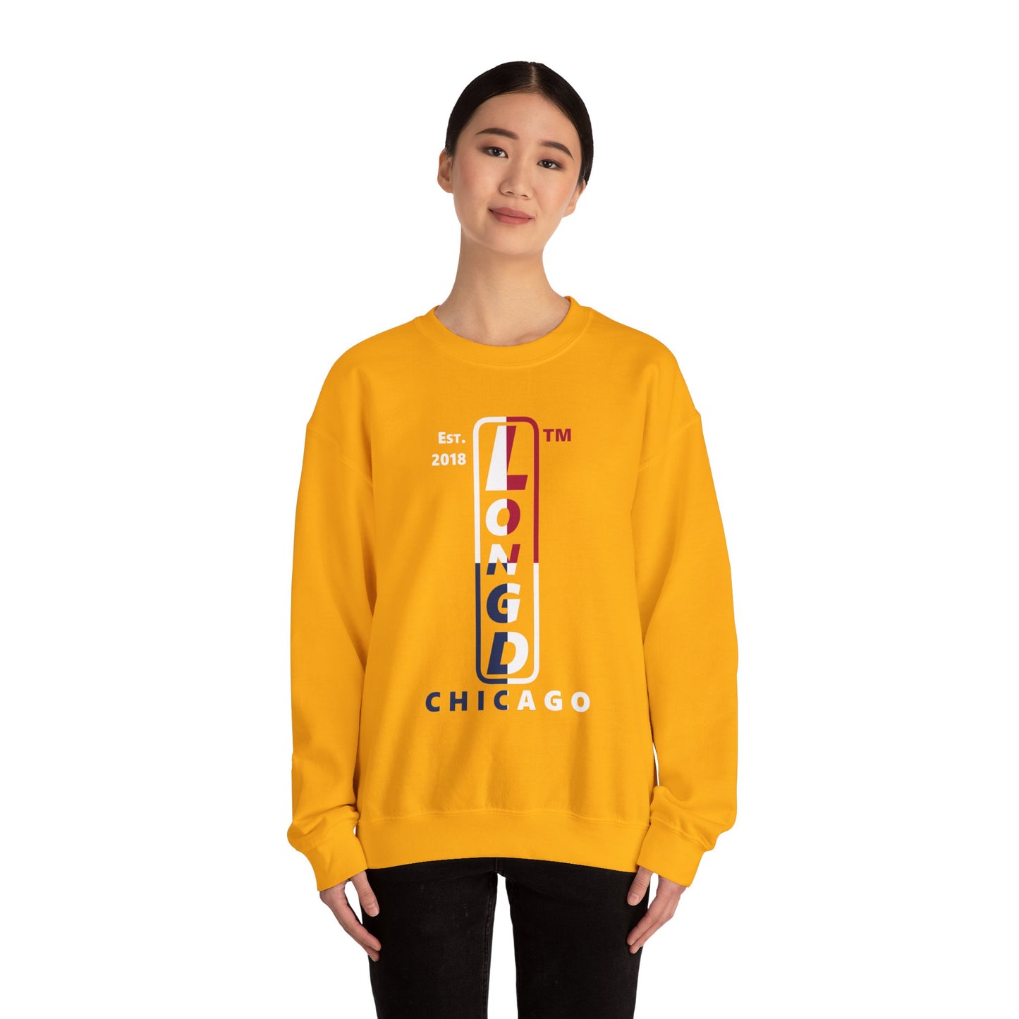 LongD positive quarters Chicago upright logo crewneck sweatshirt (patriotic colors)