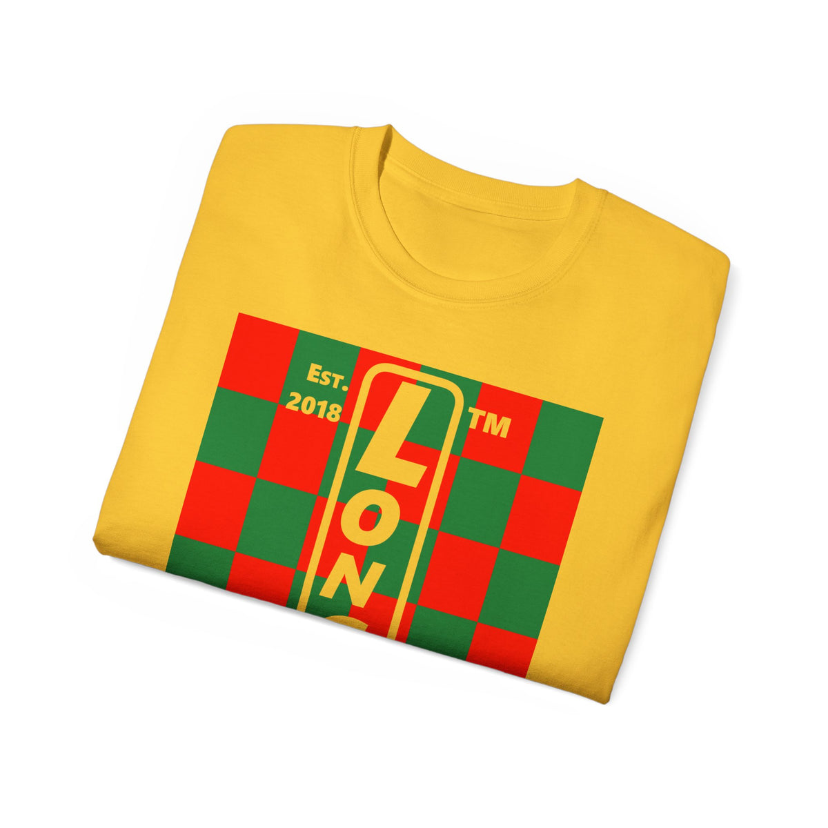 LongD Hyde Park negative upright checkered front-back logo (Xmas colors) cotton tee