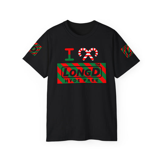 I candy cane LongD Hyde Park negative 12-striped 4-print logo cotton tee