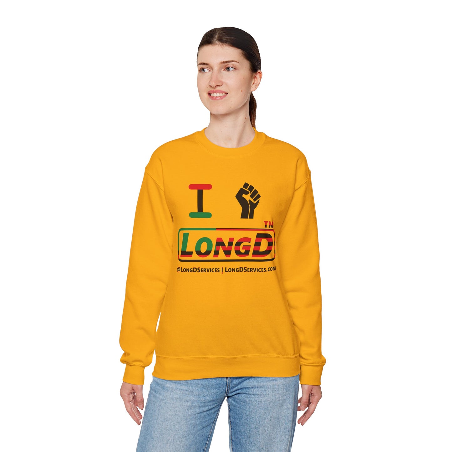 I fist LongD positive flag tag-domain logo crewneck sweatshirt