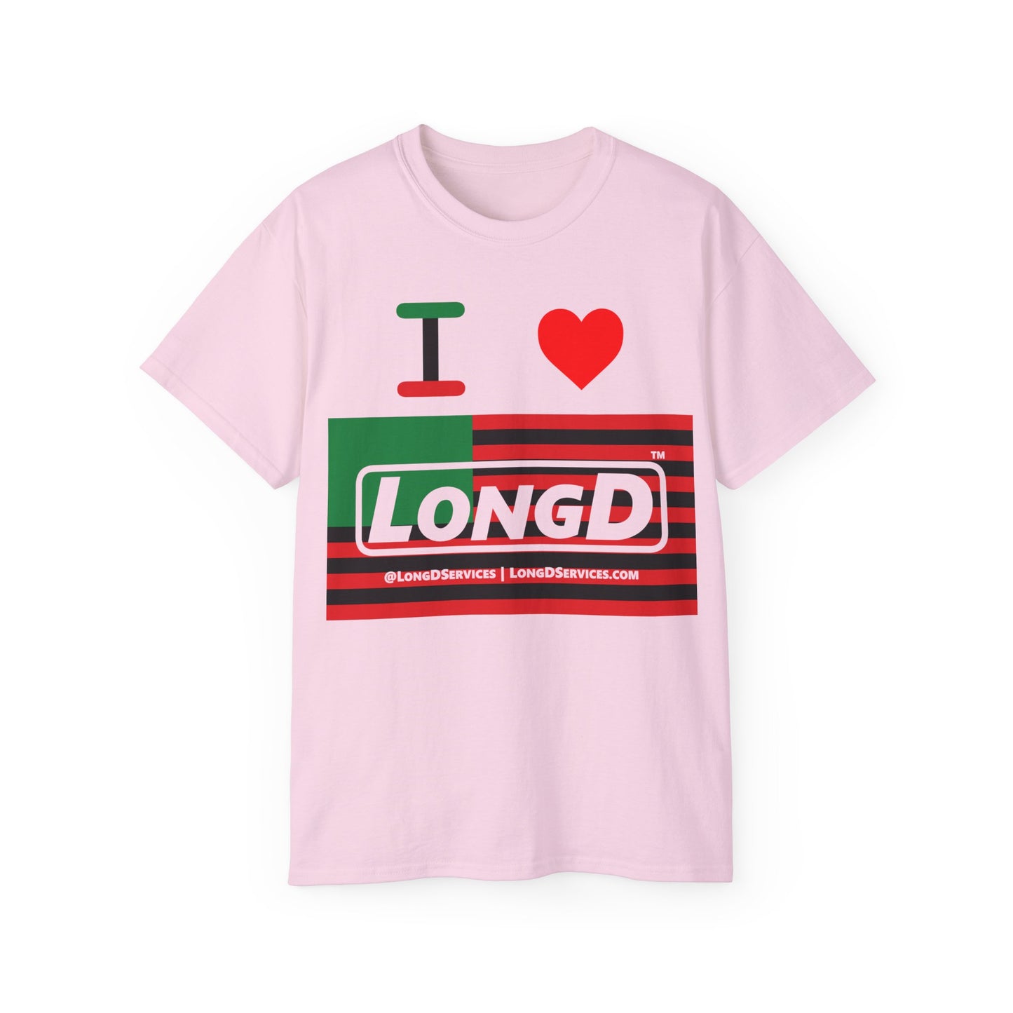 I Luv LongD® Logo Cotton Tee Juneteenth negative flag