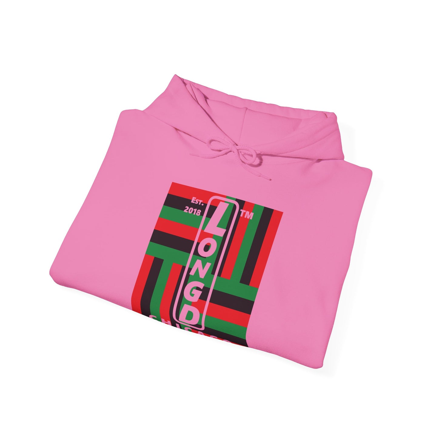 LongD® negative windmill upright Chicago logo hoodie (Juneteenth colors)