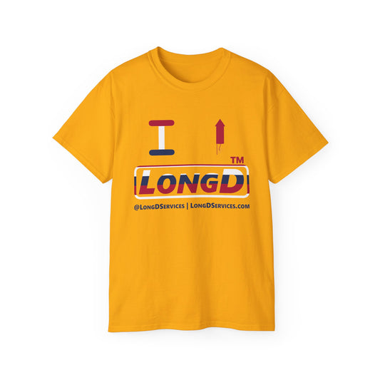 I firecracker LongD positive horizontal 6-striped tag-domain logo cotton tee