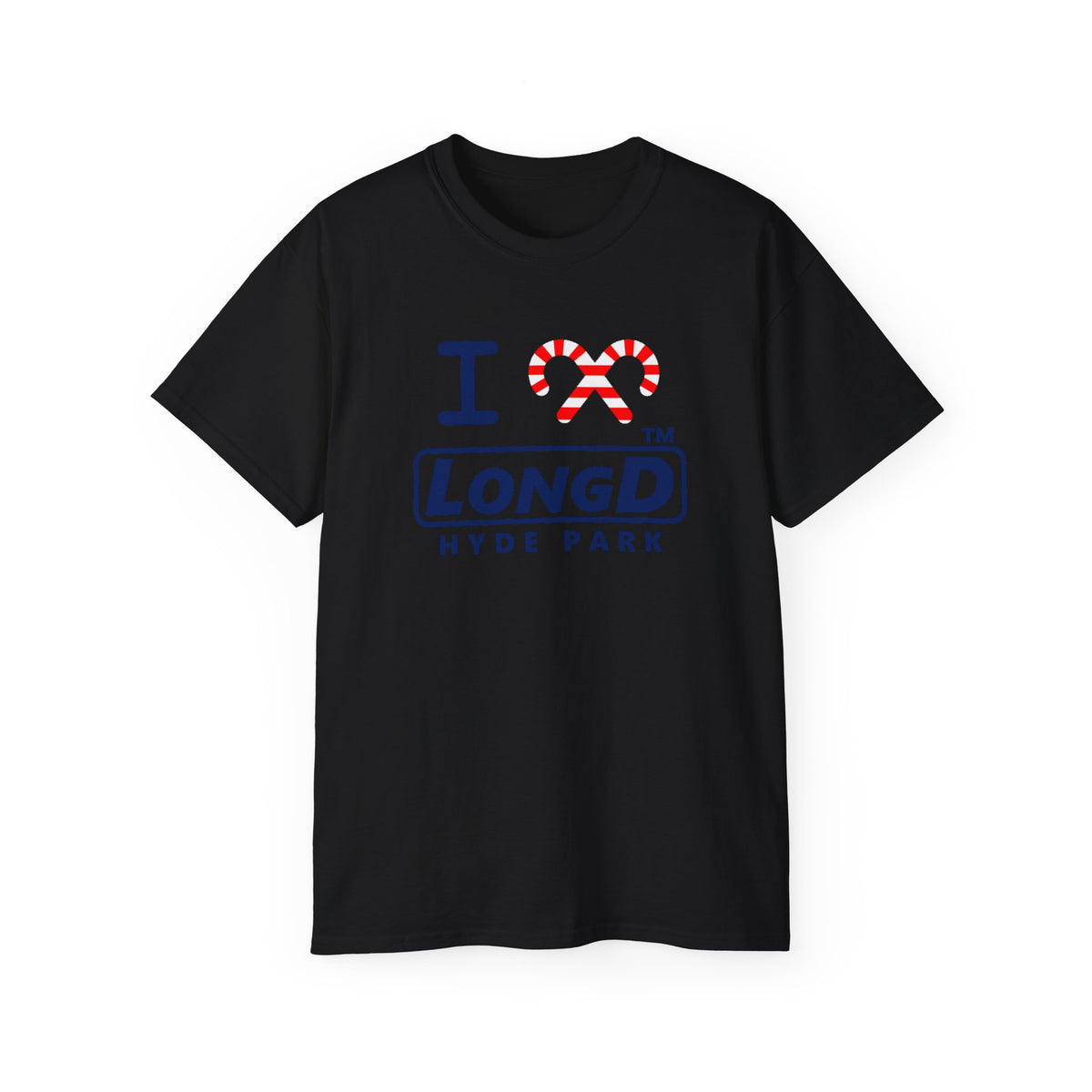 I candy cane LongD Hyde Park positive official basic navy front-back logo cotton tee