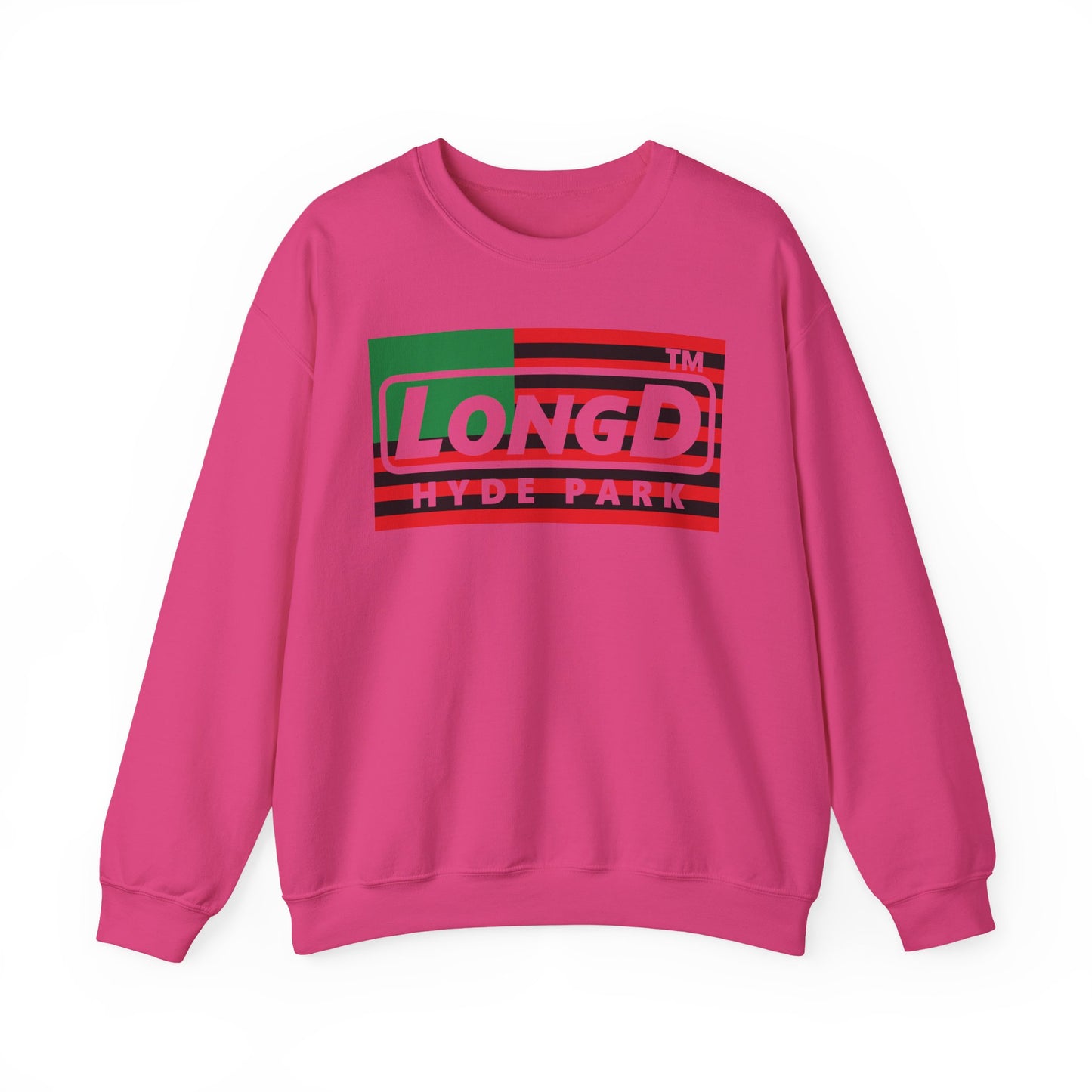 LongD negative flag Hyde Park logo crewneck sweatshirt (Juneteenth colors)
