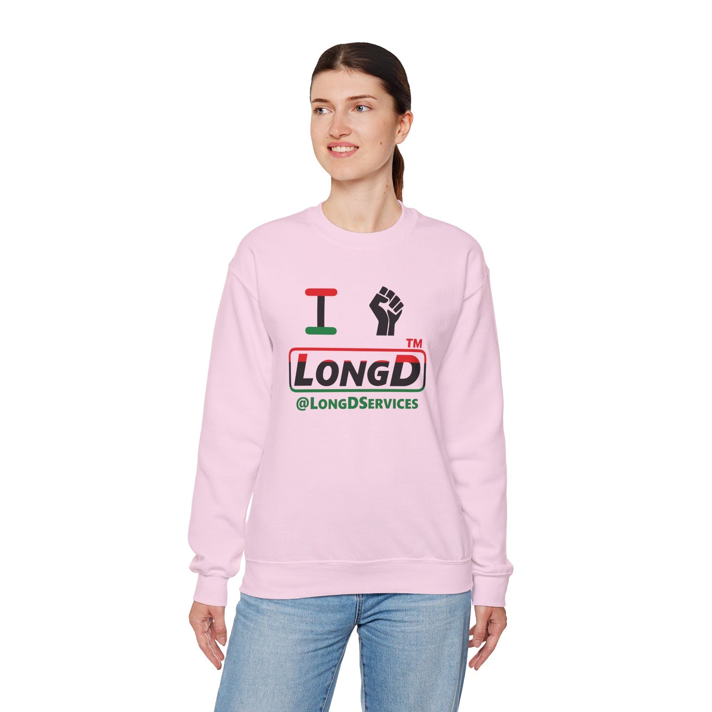 I fist LongD positive horizontal 3-striped tag logo crewneck sweatshirt