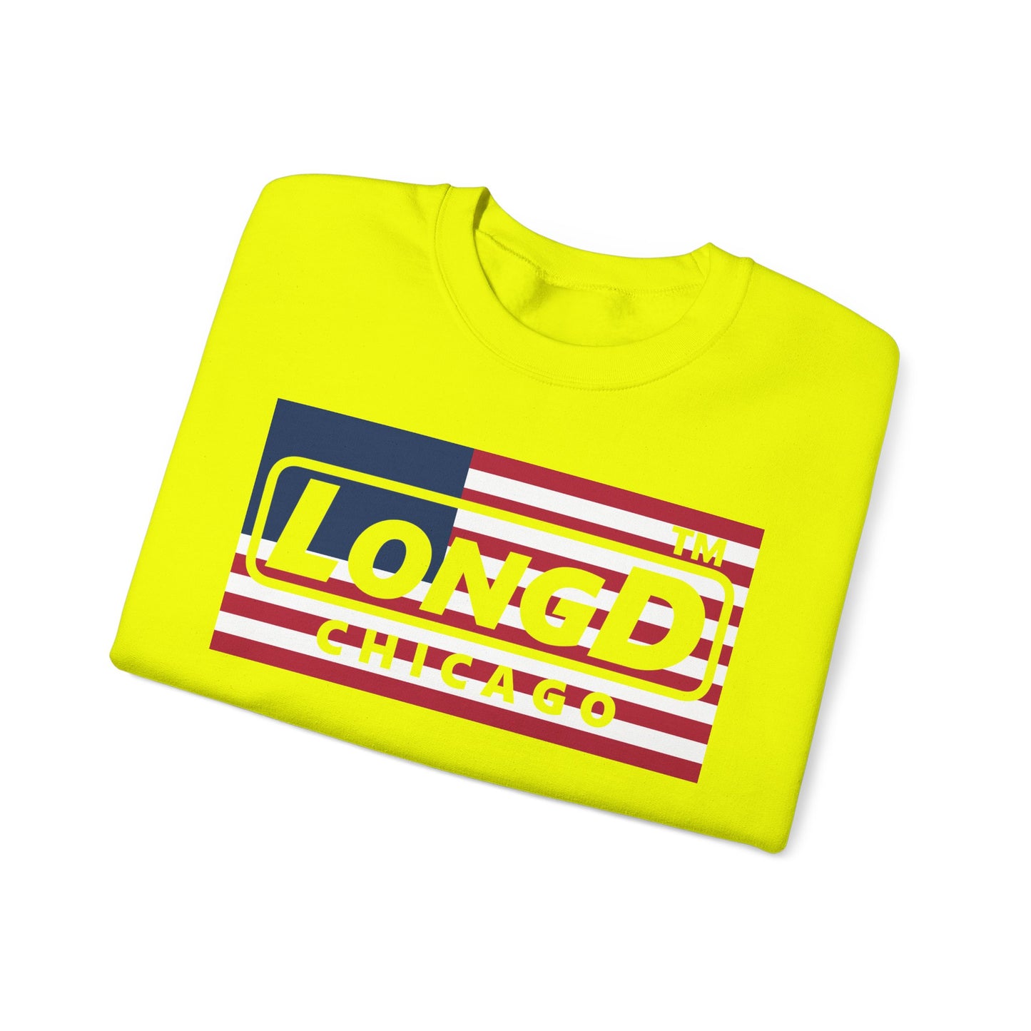 LongD negative flag Chicago logo crewneck sweatshirt (patriotic colors)