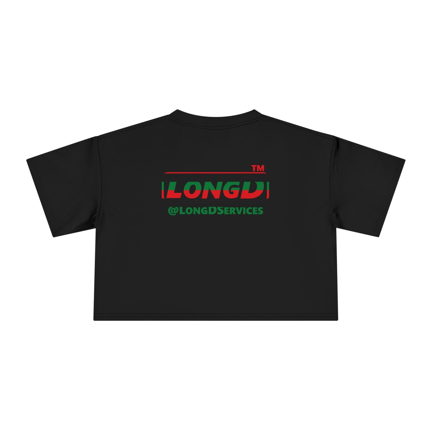 LongD positive horizontal 6-striped Hyde Park logo crop tee (Juneteenth colors)