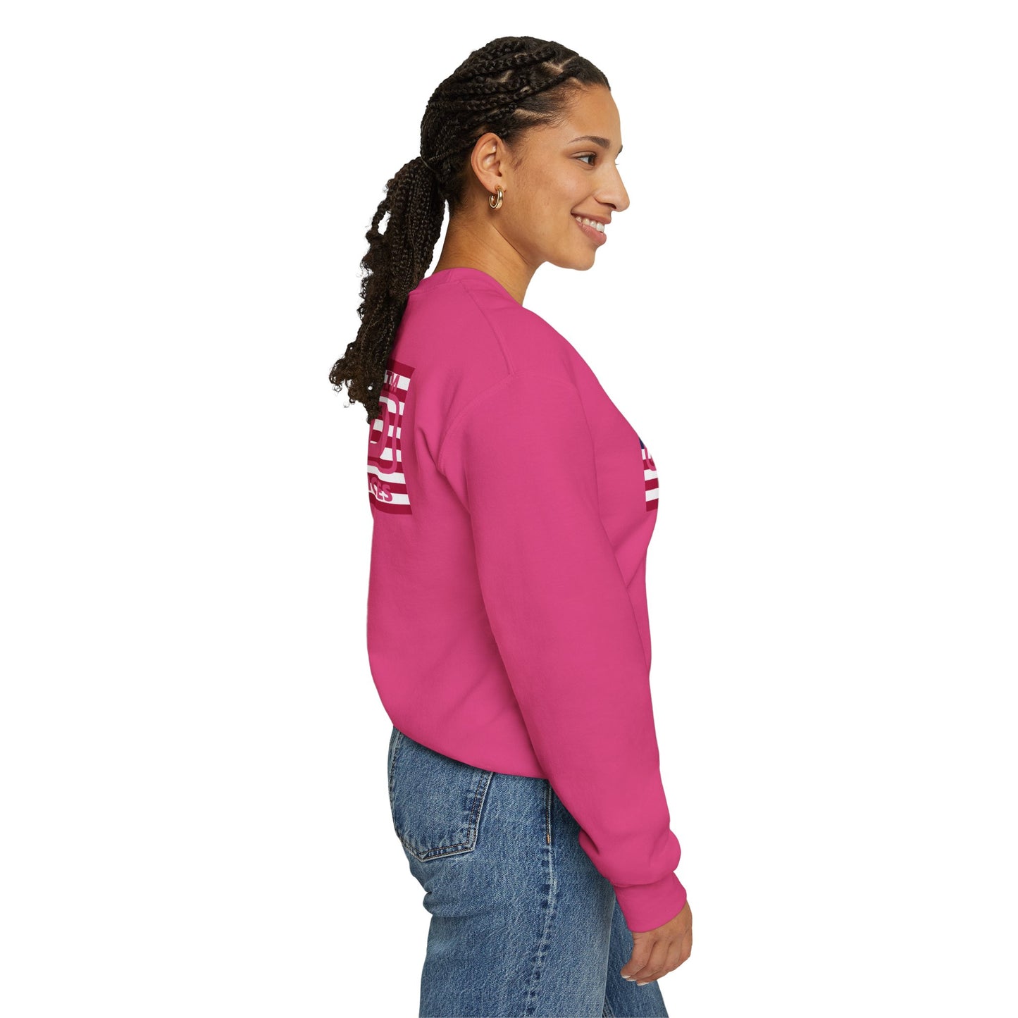 LongD negative flag front-back Chicago logo crewneck sweatshirt (patriotic colors)