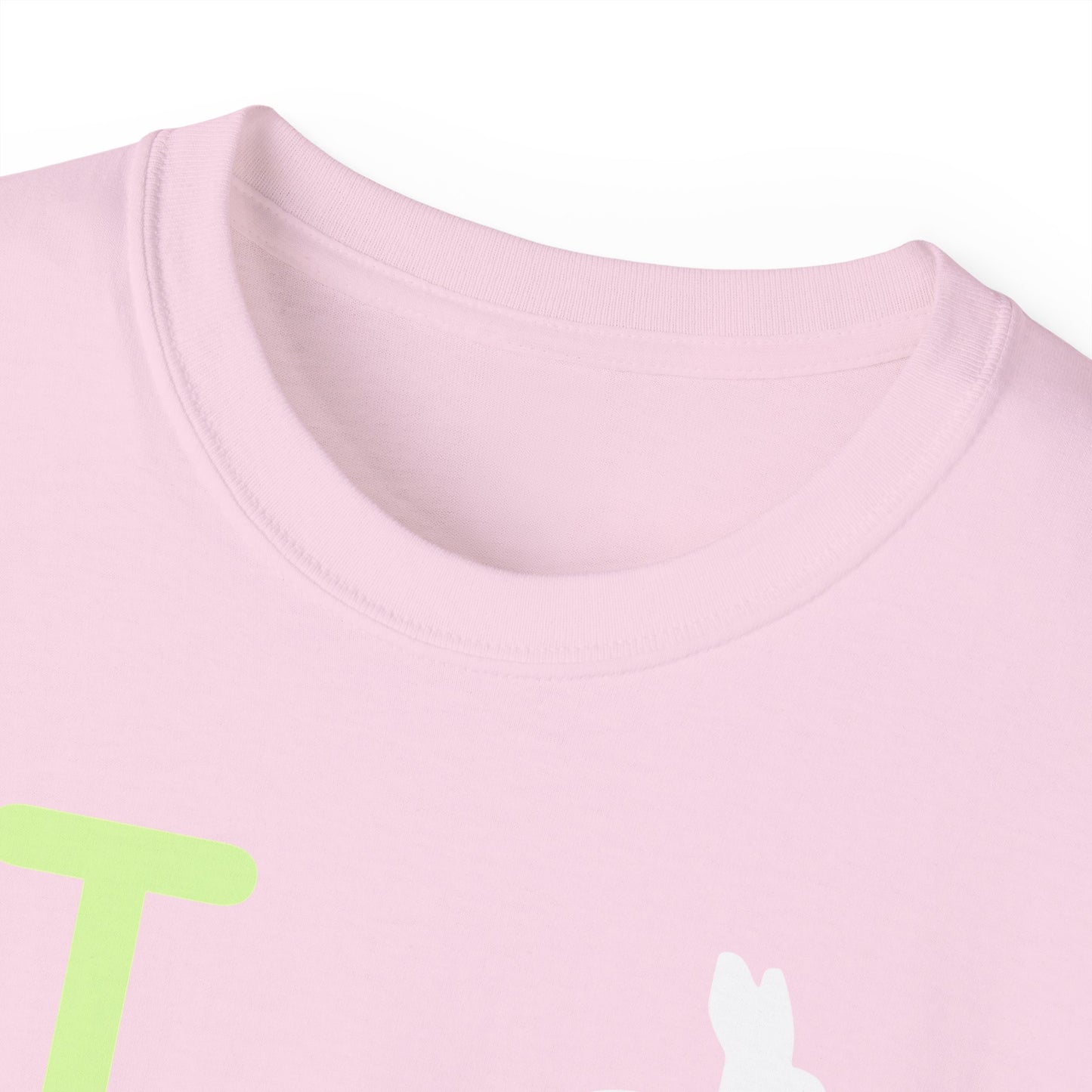 I Bunny LongD® Logo Cotton Tee Easter pastel green negative text (white Easter Bunny)