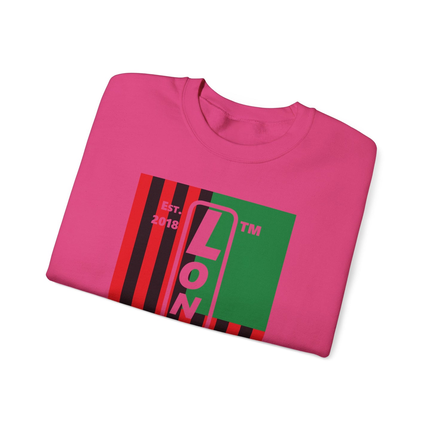 LongD negative cropped flag Chicago upright logo crewneck sweatshirt (Juneteenth colors)