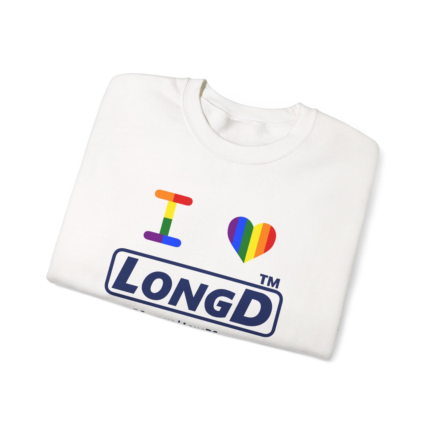 I Luv LongD official basic tag-domain logo crewneck sweatshirt with Pride heart
