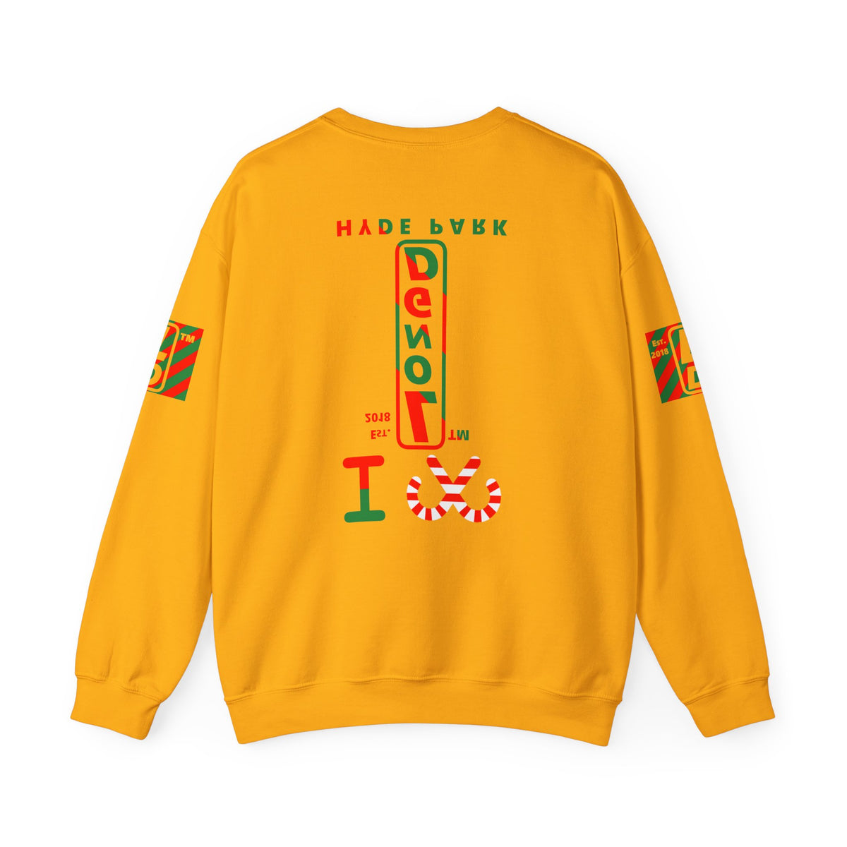 I candy cane LongD Hyde Park positive upright pixel-weighted 4-striped 4-print logo crewneck sweatshirt