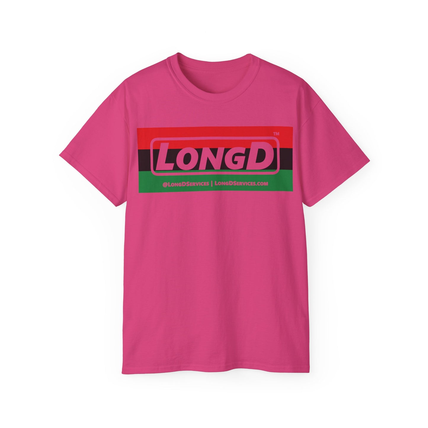 LongD® Logo Cotton Tee Juneteenth negative striped text
