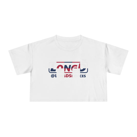 LongD positive 2x5 tag Logo Crop Tee (Patriotic colors)