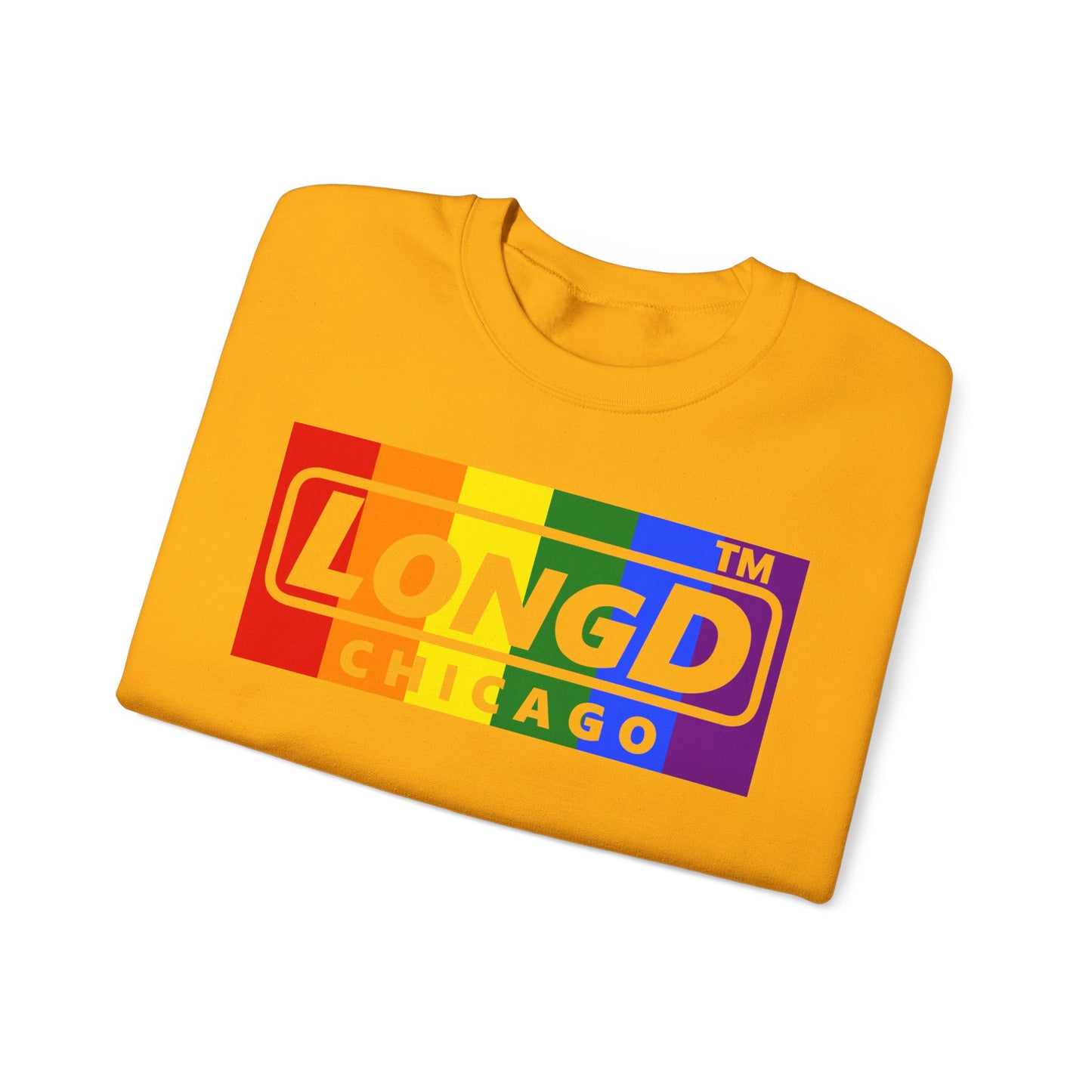 LongD official basic 4-print Chicago logo crewneck sweatshirt with Pride heart