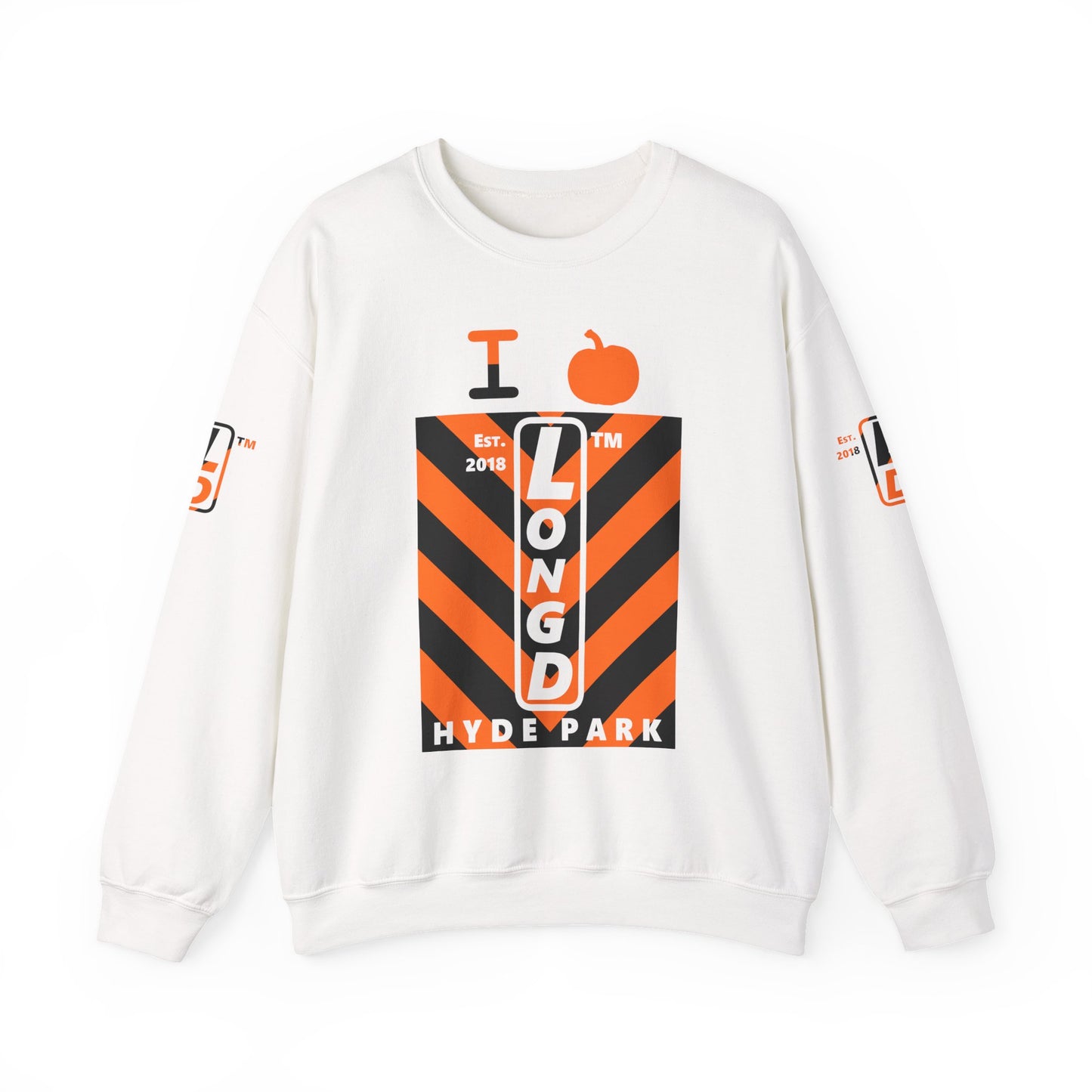 I pumpkin LongD Hyde Park negative upright downward chevron 4-print logo crewneck sweatshirt