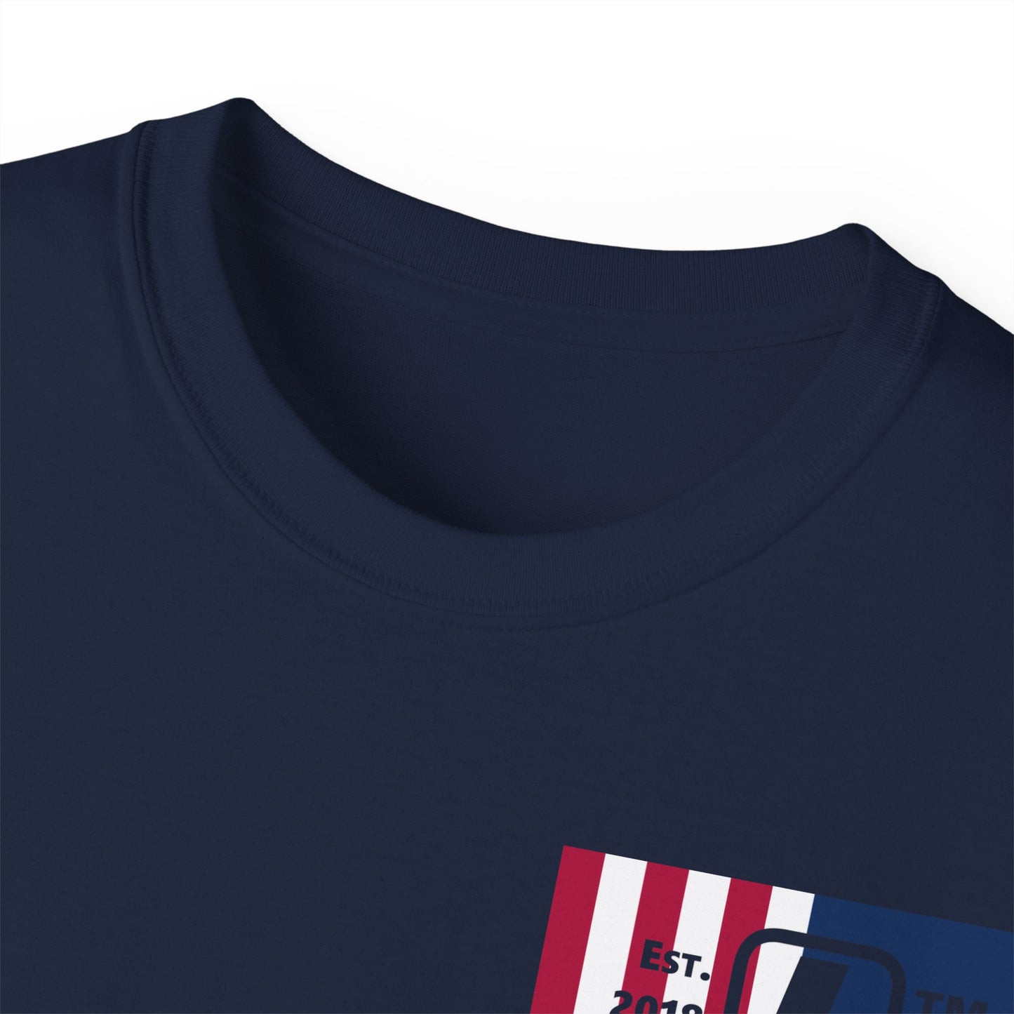 LongD cotton tee negative cropped flag single-breasted front-back Chicago upright logo (Patriotic colors)