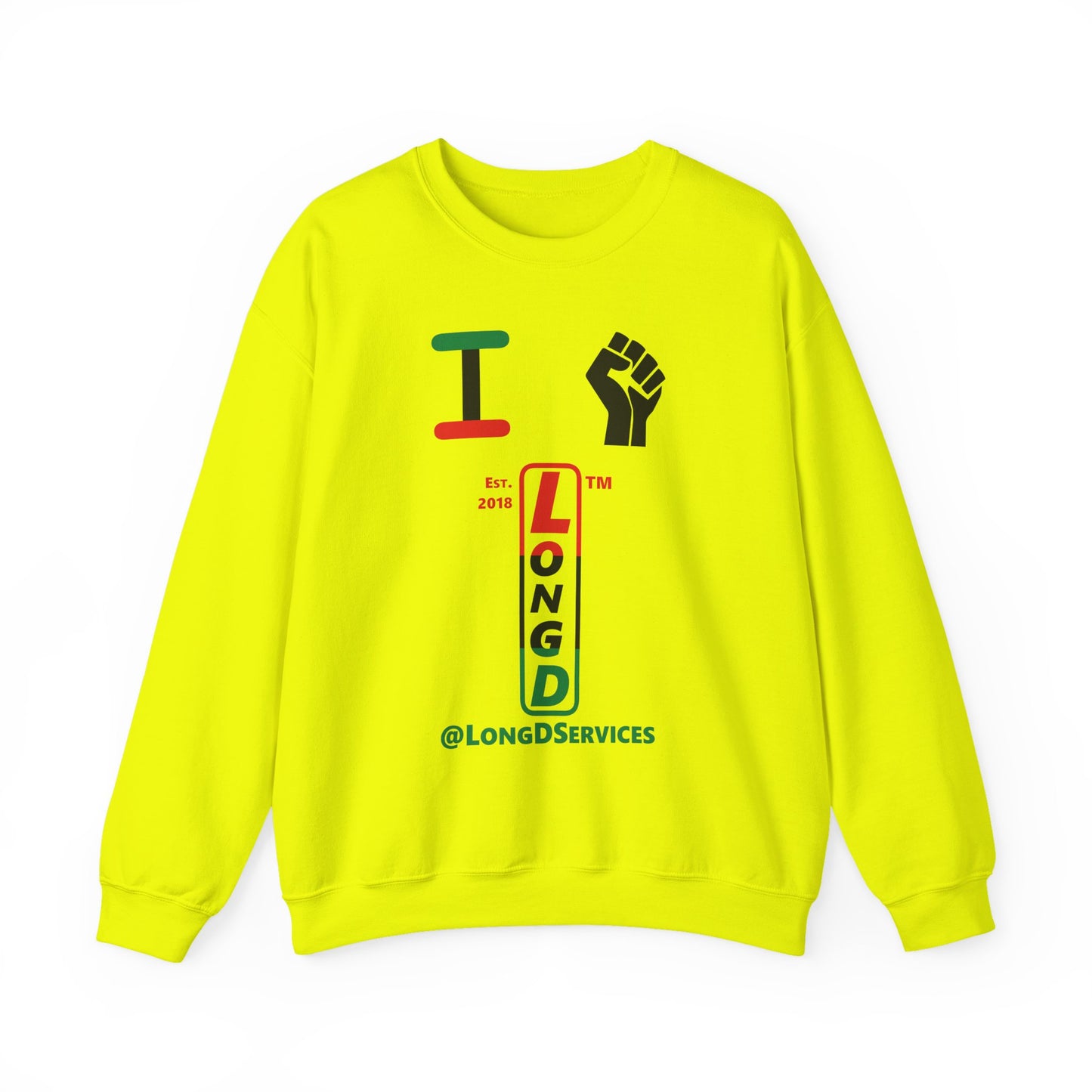 I Fist LongD positive horizontal 3-striped tag upright logo crewneck sweatshirt