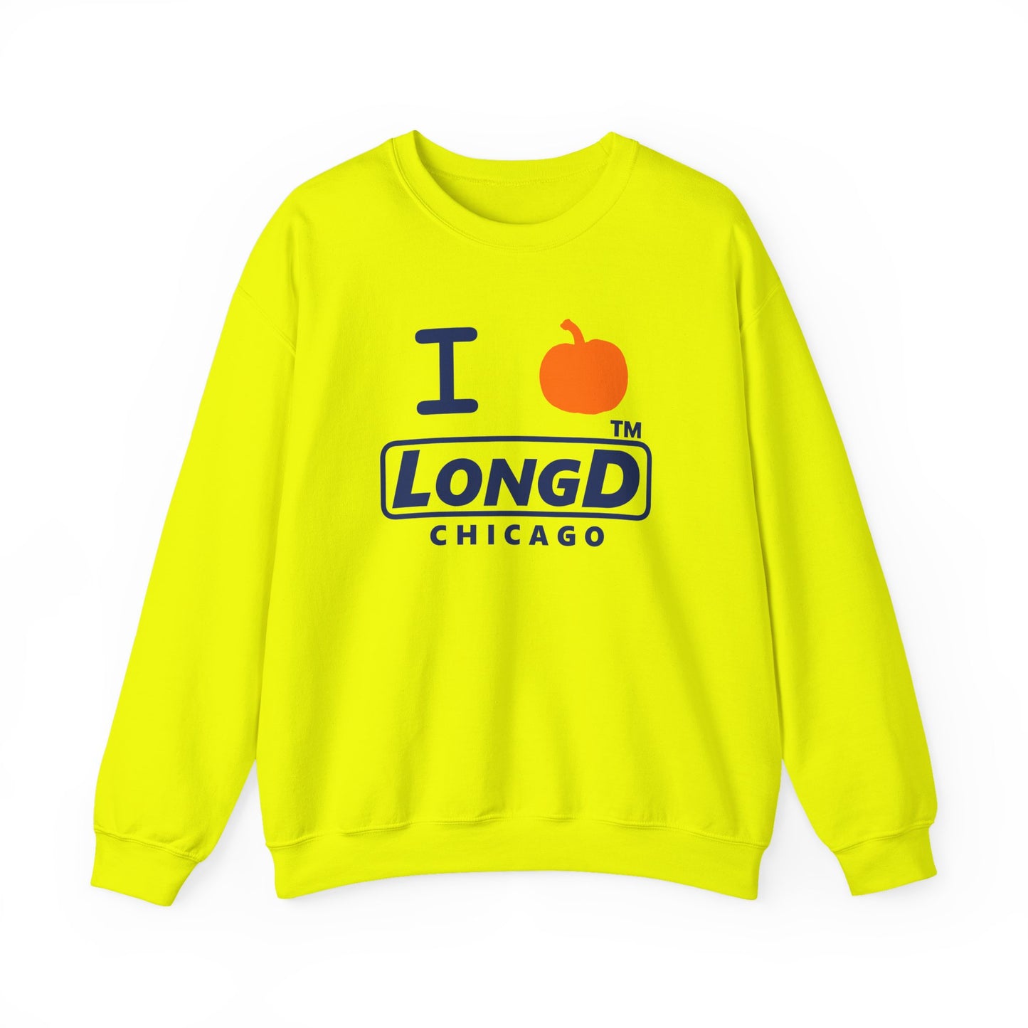 I pumpkin LongD Chicago positive basic Navy (002060) front-back logo crewneck sweatshirt