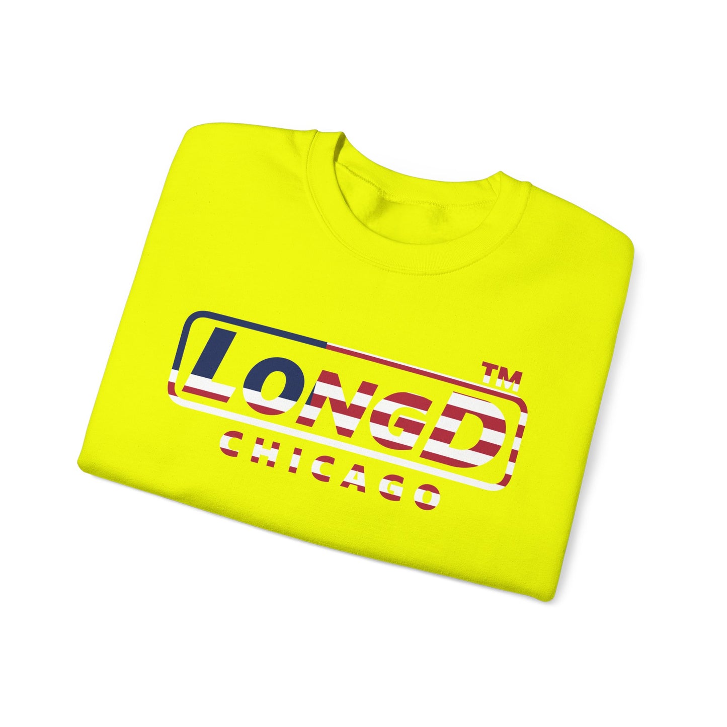 LongD positive flag Chicago logo crewneck sweatshirt (patriotic colors)
