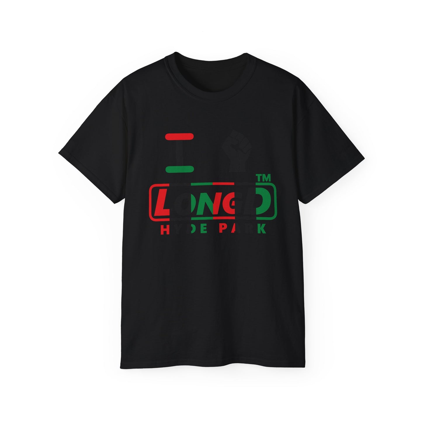 I fist LongD positive vertical 6-striped Hyde Park logo cotton tee