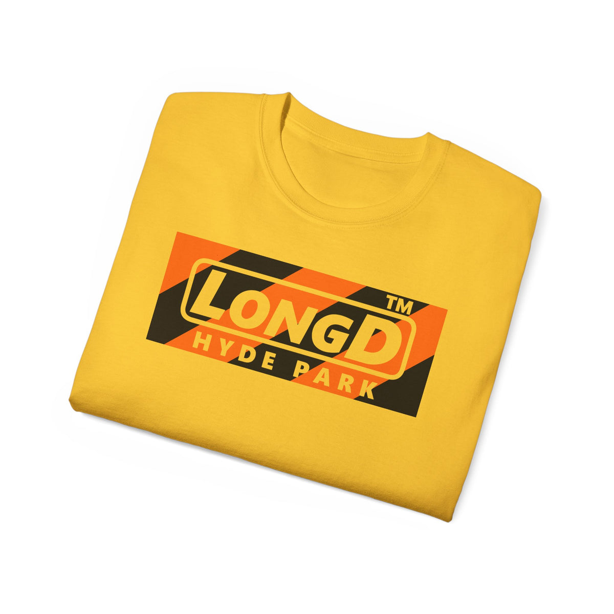 LongD Hyde Park negative diagonal 6-striped front-back logo (Halloween colors) cotton tee