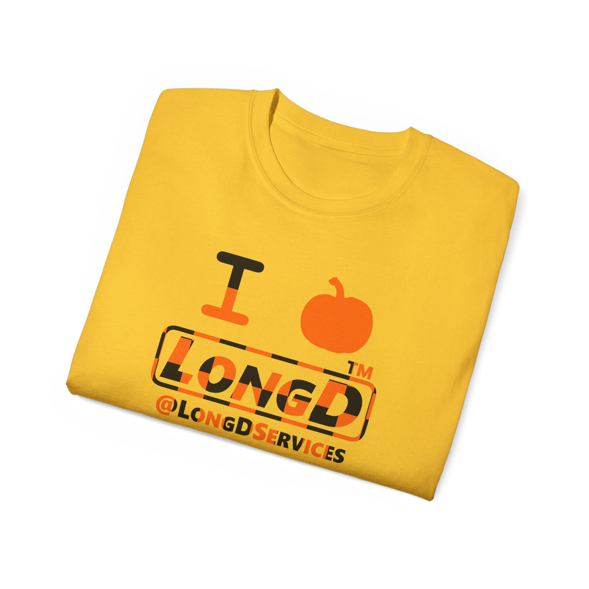I pumpkin LongD Tag positive checkered logo cotton tee