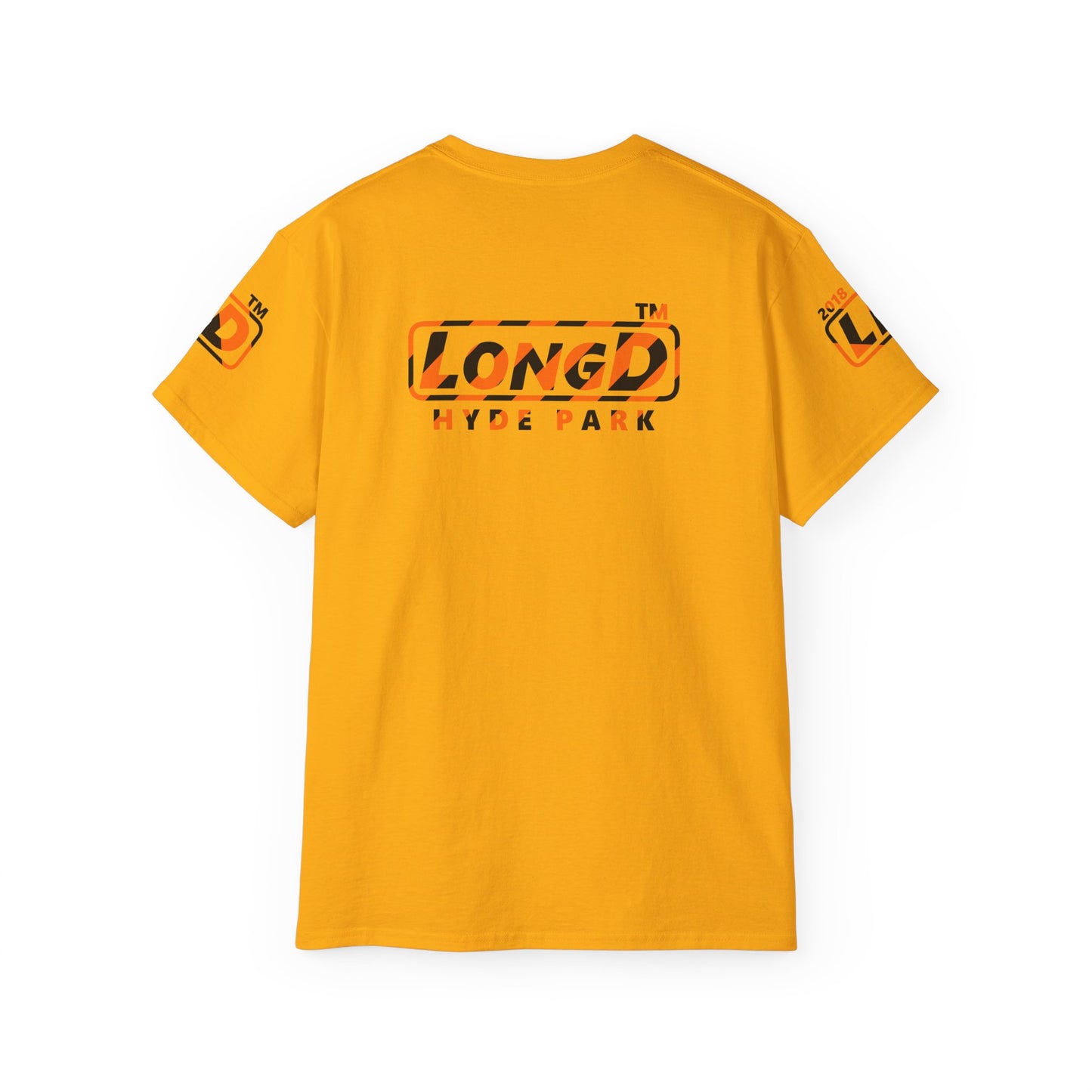 LongD Hyde Park positive 12-striped 4-print logo (Halloween colors) cotton tee