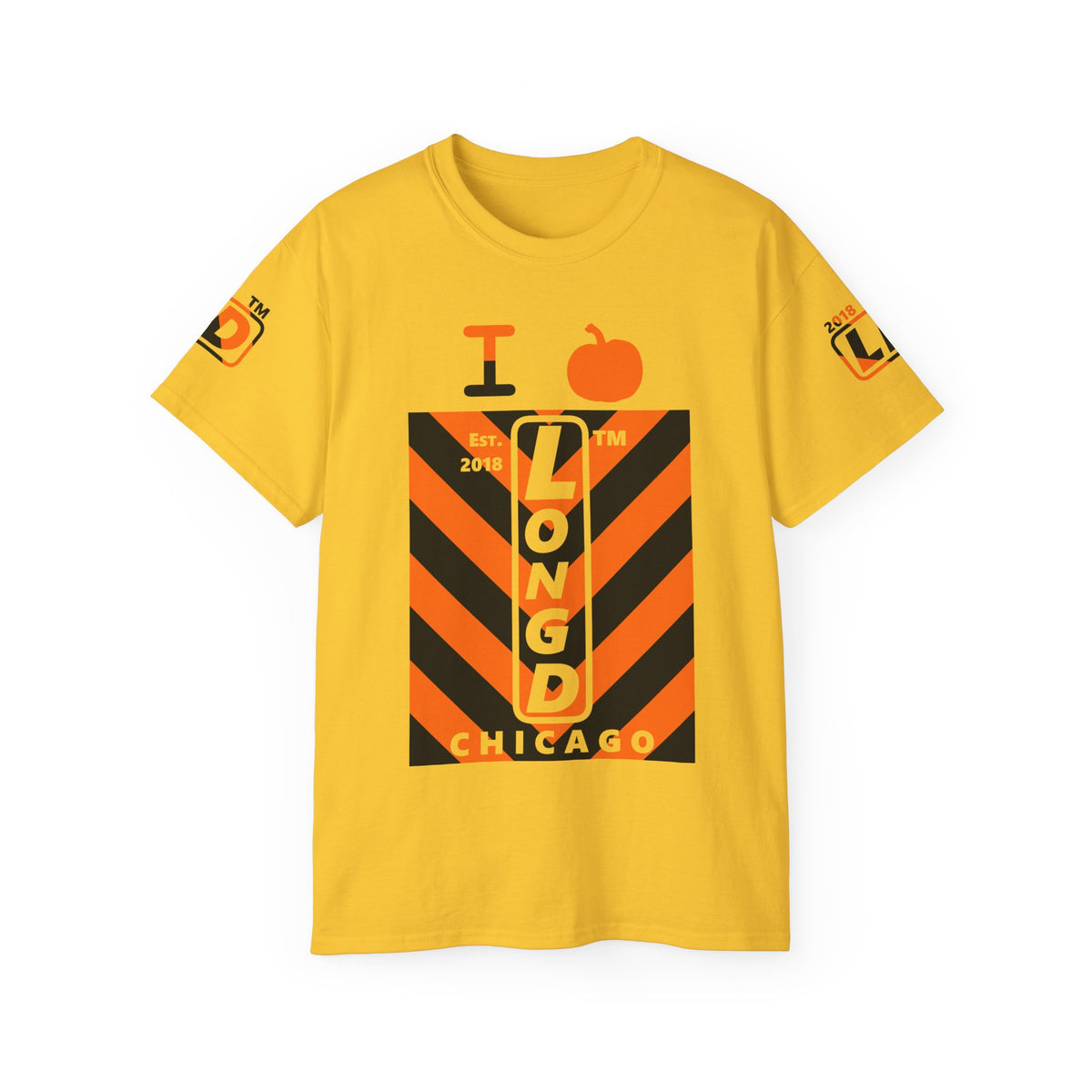 I pumpkin LongD Chicago negative upright downward chevron 4-print logo cotton tee