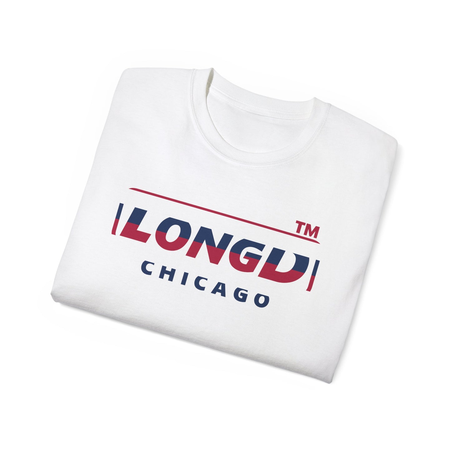 LongD positive horizontal 6-striped Chicago logo cotton tee (patriotic colors)